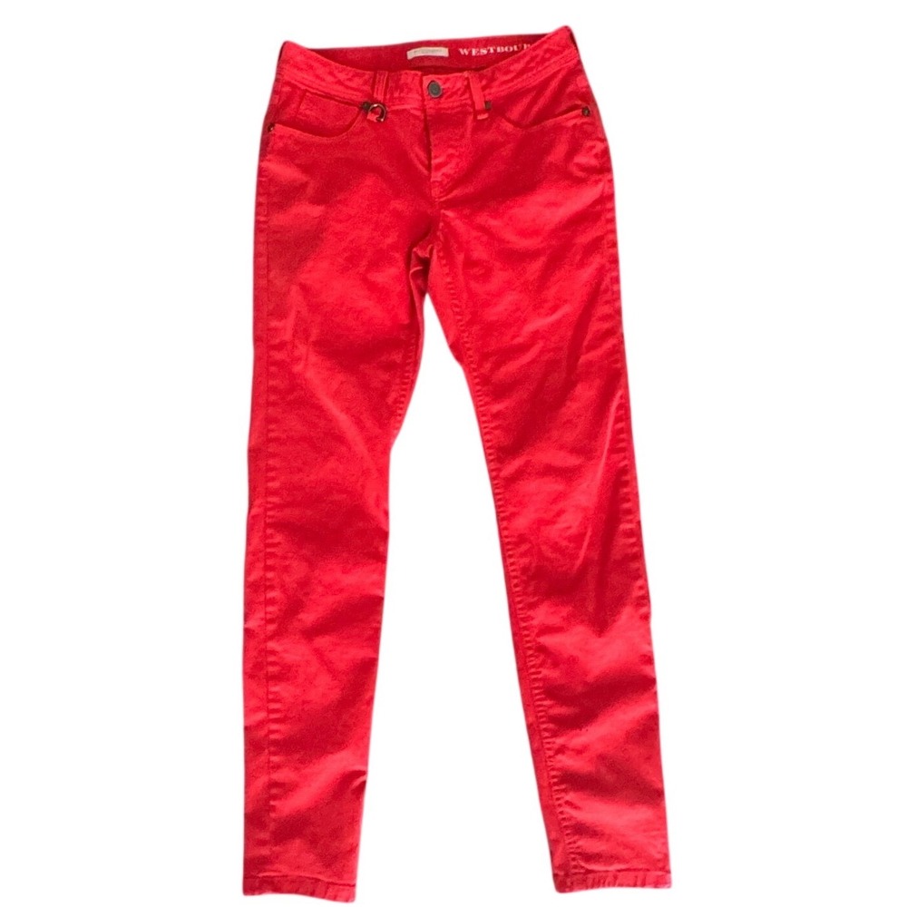 Burberry Brit Westbourne Skinny Ankle Jeans Red Denim Designer Pants 27W